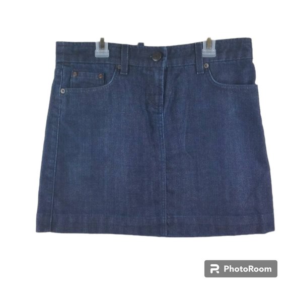 J. Crew Mini Denim Skirt Dark Wash 5 Pocket 29 EUC - Picture 1 of 9